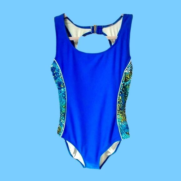 NWOT CATALINA Women's Water Color Pattern One Piece Swim Suit - Picture 2 of 7